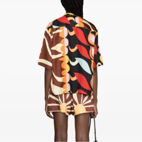 NWT SANDRO X Louis Barthélemy silk shirt and shorts set - Picture 7 of 8